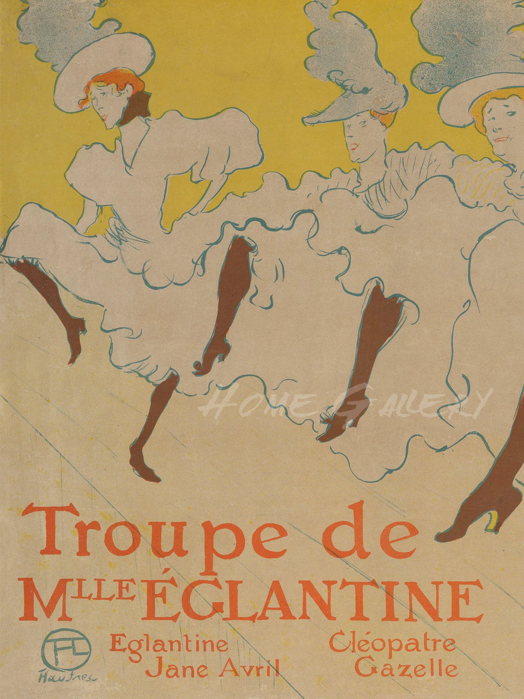 Toulouse-Lautrec "La Troupe de Mademoiselle Églantine" — Vintage Cabaret Poster Print, Art Nouveau Wall Art