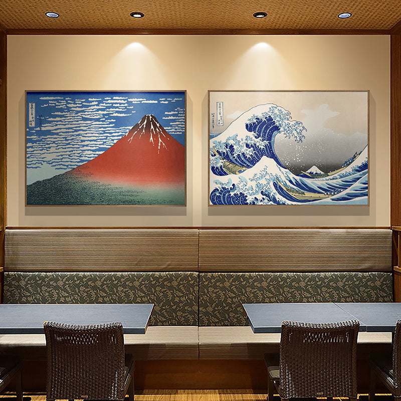 【Chihiro】Invoice Included: "Beneath Mount Fuji" – Classic Ukiyo-e Wall Art. Suitable for Japanese-style tea rooms, *Izakaya* decor, and sofa feature walls. Features iconic imagery such as *The Great Wave off Kanagawa* by Katsushika Hokusai.