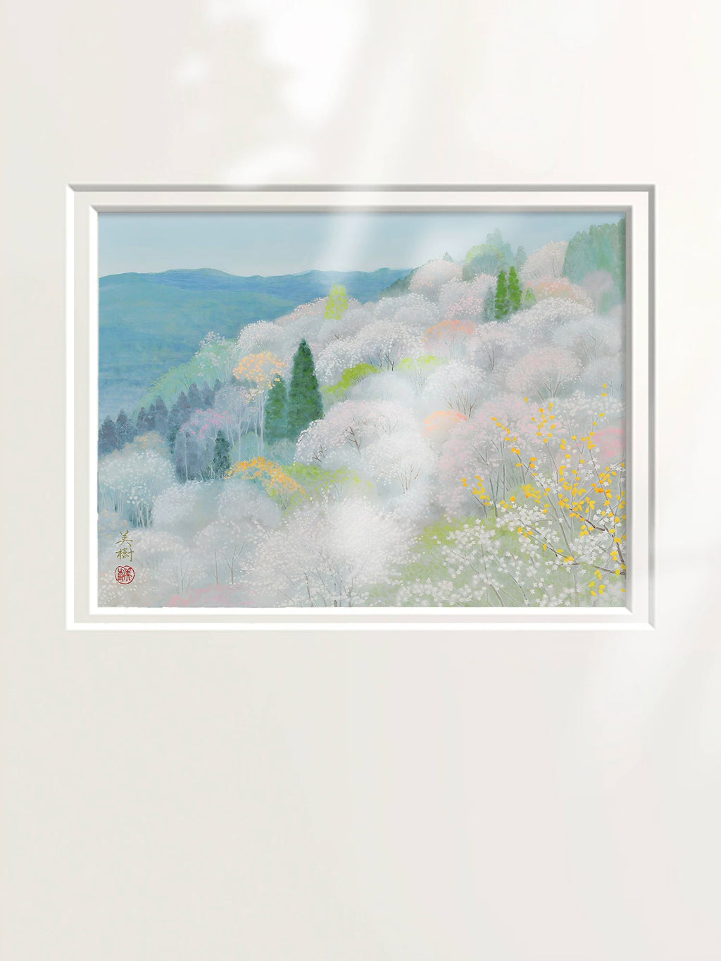 Mikiko Noji - Spring Mountain Cherry Blossom Mist | Modern Wall Art