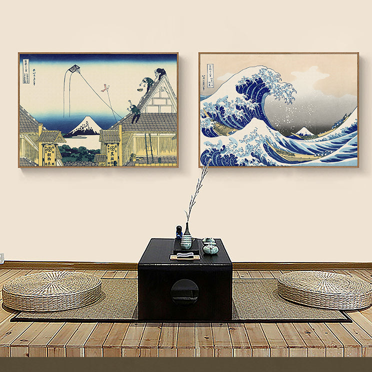 【Chihiro】Invoice Included: "Beneath Mount Fuji" – Classic Ukiyo-e Wall Art. Suitable for Japanese-style tea rooms, *Izakaya* decor, and sofa feature walls. Features iconic imagery such as *The Great Wave off Kanagawa* by Katsushika Hokusai.