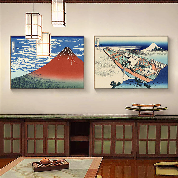 【Chihiro】Invoice Included: "Beneath Mount Fuji" – Classic Ukiyo-e Wall Art. Suitable for Japanese-style tea rooms, *Izakaya* decor, and sofa feature walls. Features iconic imagery such as *The Great Wave off Kanagawa* by Katsushika Hokusai.