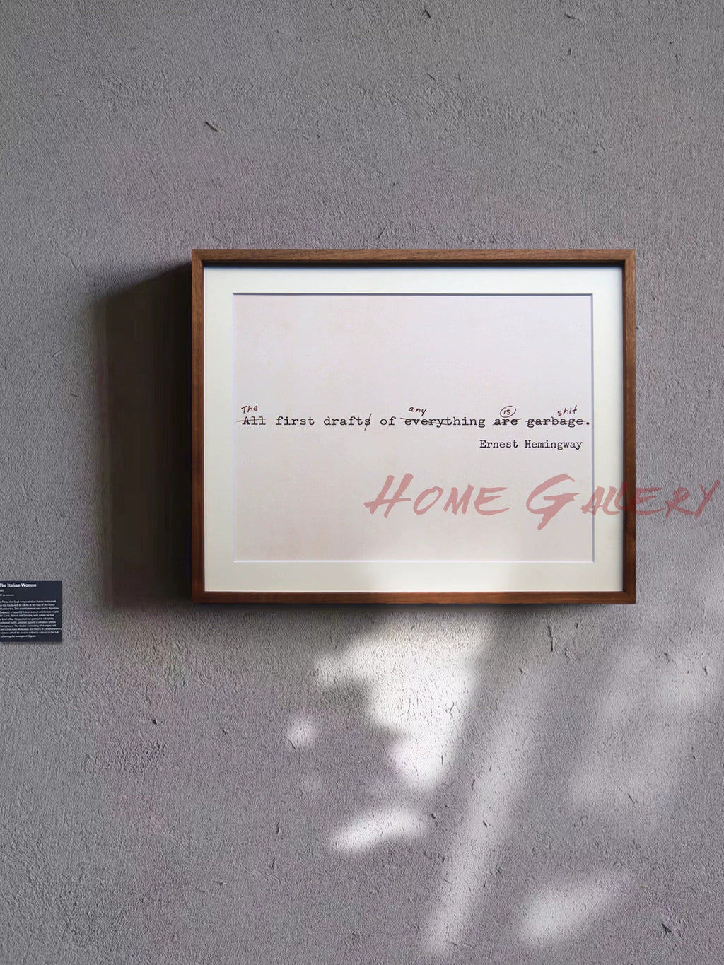 All First Drafts Are Garbage — Ernest Hemingway Quote Wall Art, Modern Literary Typography Print