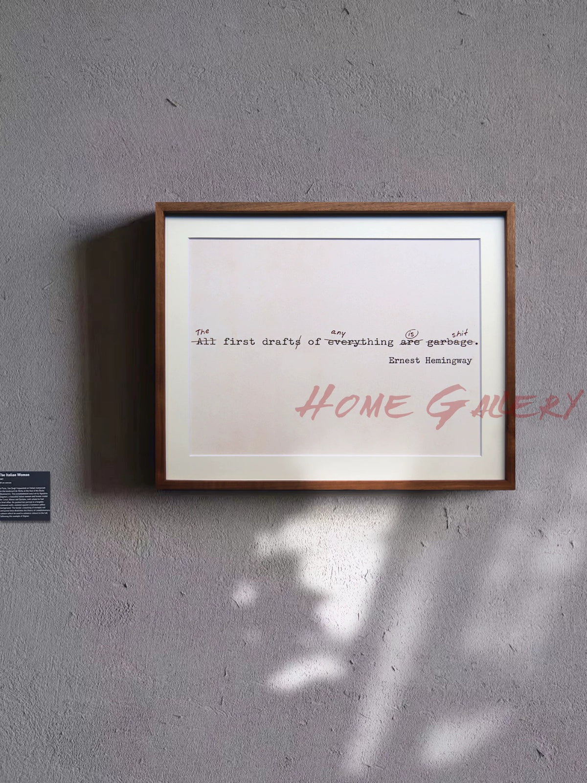 All First Drafts Are Garbage — Ernest Hemingway Quote Wall Art, Modern Literary Typography Print